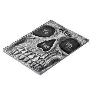 Gothic Skull Black And White Grunge Cool Recipe Notebook