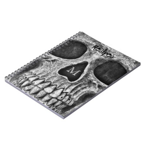 Gothic Skull Black And White Grunge Cool Recipe Notebook