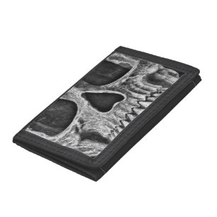 Gothic Skull Black And White Grunge Cool Tri-fold Wallet