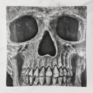 Gothic Skull Black And White Grunge Cool Trinket Tray
