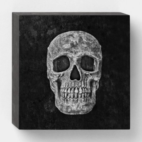 Gothic Skull Black And White Grunge Cool Wooden Box Sign