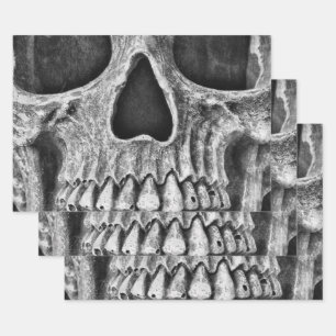 Gothic Skull Black And White Grunge Cool Wrapping Paper Sheets