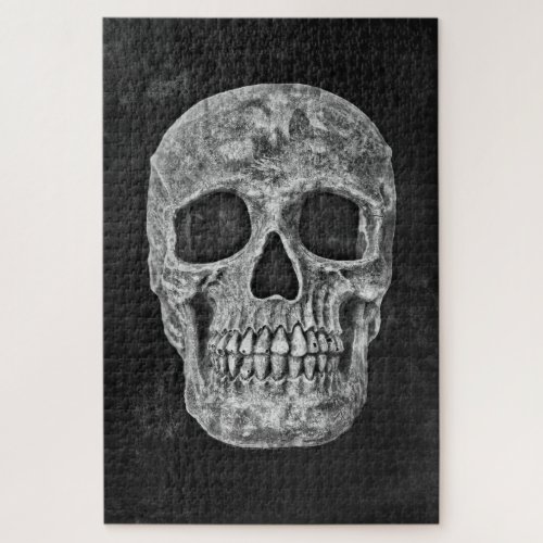 Gothic Skull Black And White Grunge Scary Jigsaw Puzzle