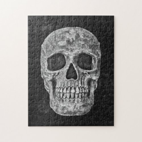Gothic Skull Black And White Grunge Scary Jigsaw Puzzle