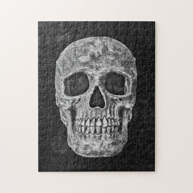 Gothic Skull Black And White Grunge Scary Jigsaw Puzzle (Vertical)
