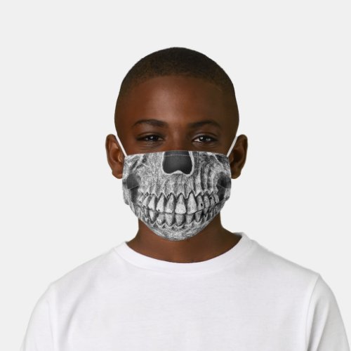 Gothic Skull Black And White Grunge Scary Kids Cloth Face Mask