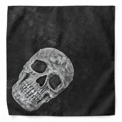 Gothic Skull Black And White Grunge Texture Bandana