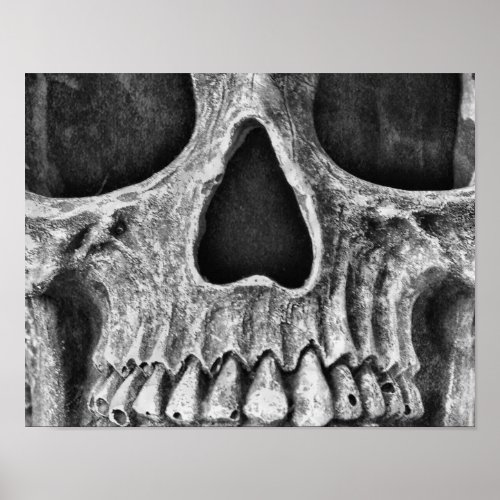 Gothic Skull Black And White Grunge Vintage Poster