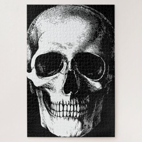 Gothic Skull Black Halloween Spooky Jigsaw Puzzle