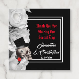 Gothic skull black thank you wedding favor tags