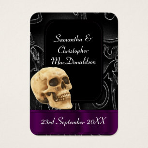 Gothic skull black wedding favor thank you tag