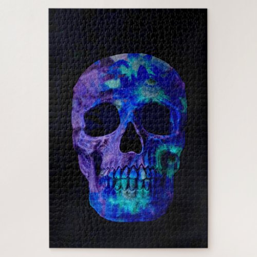 Gothic Skull Blue Purple Pop Art Jigsaw Puzzle
