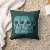 Gothic Purple Skulls on Black Halloween Pillow Goth Glam