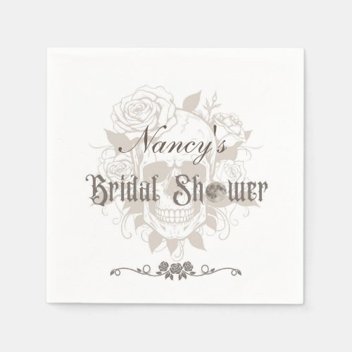 Gothic skull bridal shower napkins