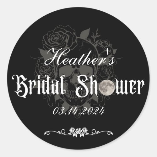 Gothic skull Bridal Shower Sticker
