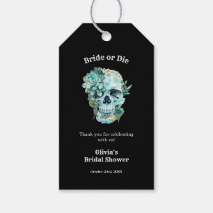 Gothic Skull Bride or die Halloween Bridal Shower Gift Tags