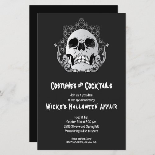 Gothic Skull Budget Halloween Invitations