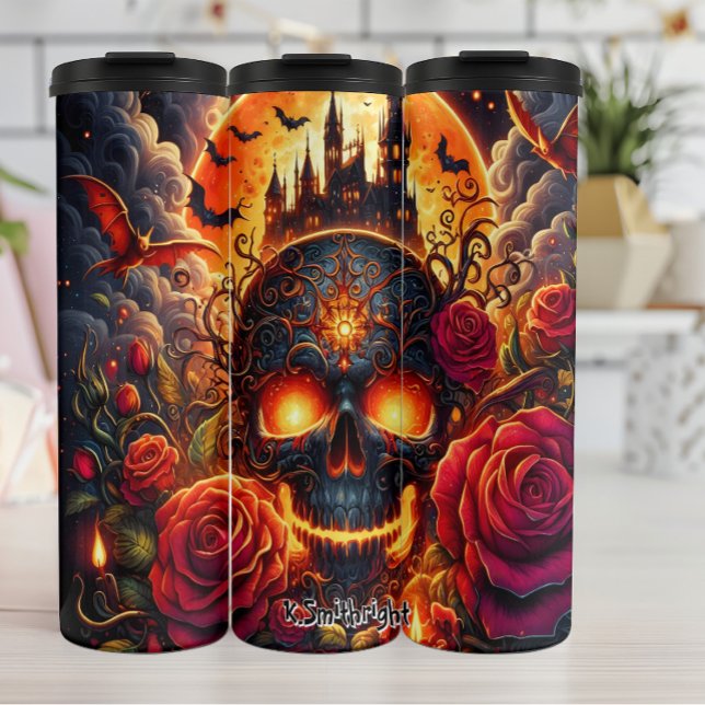 Gothic Skull Castle and Roses Thermal Tumbler (Creator Uploaded)