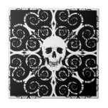 Gothic Skull Ceramic Tile<br><div class="desc">A monochrome skull and swirl design,  created with the goth scene in mind. Abstract swirls and patterns surround the skull.</div>