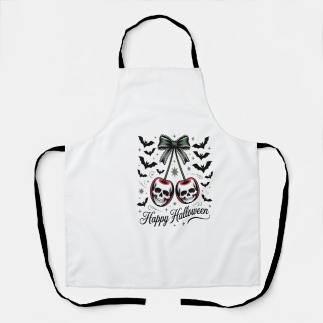 Gothic Skull Cherry Halloween Apron (Front)
