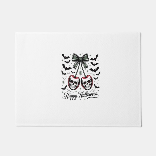 Gothic Skull Cherry Halloween Doormat (Front)