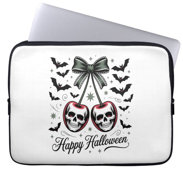 Gothic Skull Cherry Halloween Laptop Sleeve (Front)