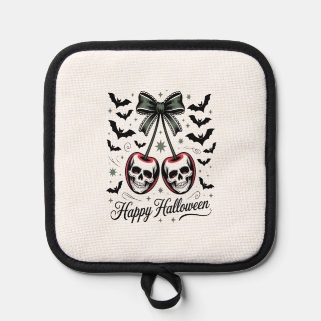 Gothic Skull Cherry Halloween Pot Holder (Front)