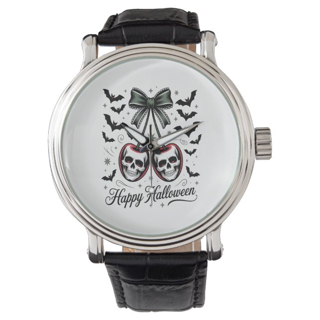 Gothic Skull Cherry Halloween Watch (Front)