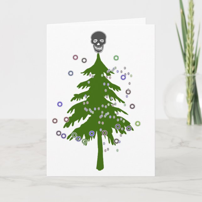 Gothic Skull Christmas Greeting Card (Front)