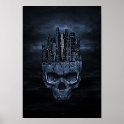 Gothic Skull City Poster