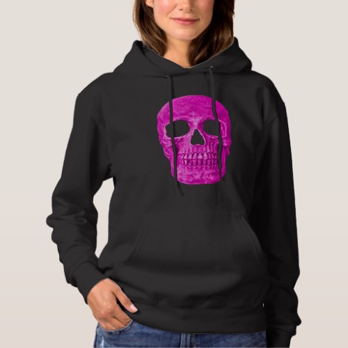 Gothic Skull Cool Neon Hot Pink Creepy Popart Hoodie