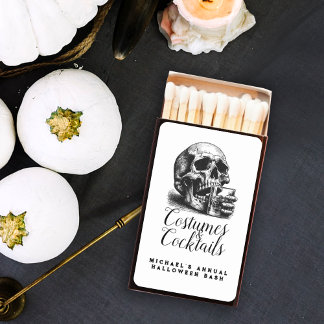Gothic Skull Costumes & Cocktails Halloween Party Matchboxes