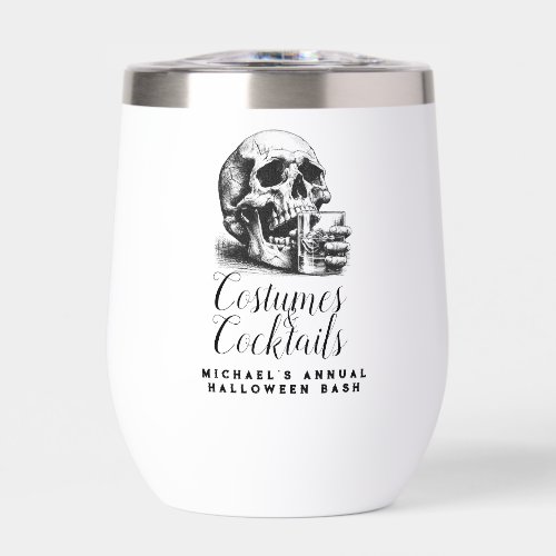 Gothic Skull Costumes &amp; Cocktails Halloween Party  Thermal Wine Tumbler