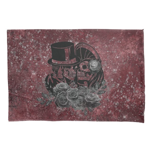 Gothic Skull Couple And Black Roses Eternal Love  Pillow Case (Front)