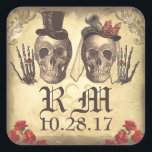 Gothic Skull couple Day of Dead Wedding Stickers<br><div class="desc">Victorian Day of Dead two Skulls wedding stickers - seals for the backside of your wedding envelopes or for your guest book etc.</div>