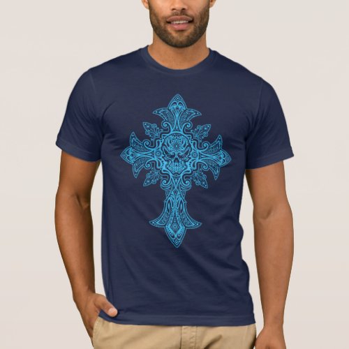 Gothic Skull Cross dark blue T_Shirt