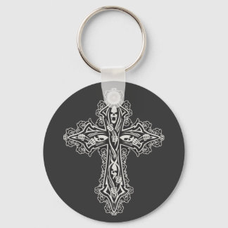 Gothic Skull Cross Keychain