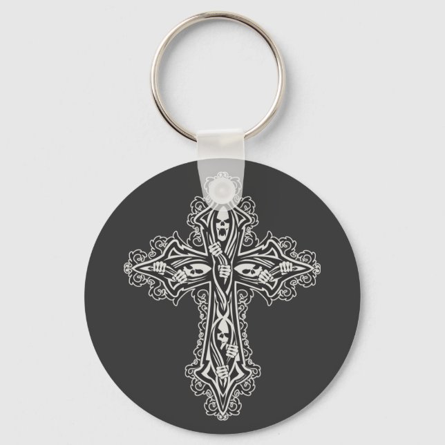 Gothic Skull Cross Keychain (Front)