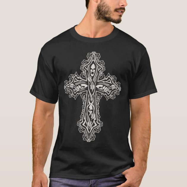 Gothic Skull Cross T-Shirt | Zazzle