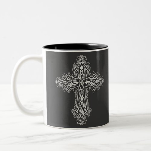 Gothic Skull Cross Two_Tone Coffee Mug