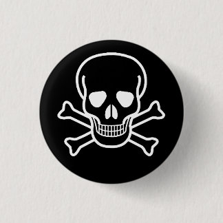 GOTHIC SKULL CROSSBONES PINBACK BUTTON