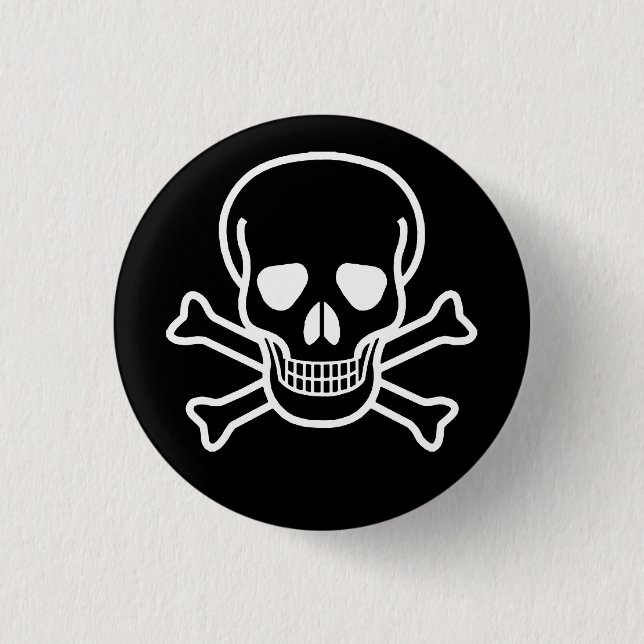 GOTHIC SKULL CROSSBONES PINBACK BUTTON (Front)