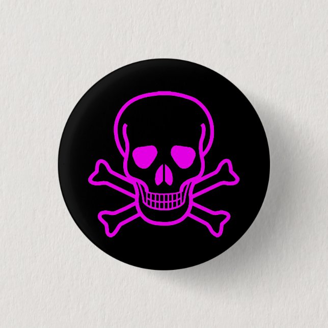 GOTHIC SKULL CROSSBONES PINBACK BUTTON (Front)