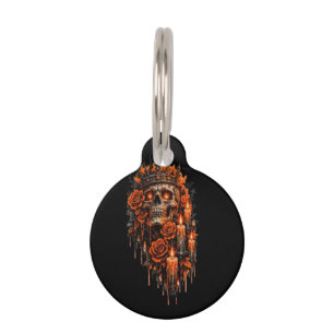 Gothic Skull Crown Halloween Dark Roses Spooky Des Pet ID Tag