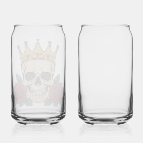 Gothic Skull Crown with Red Roses – Dark Biker  Can Glass