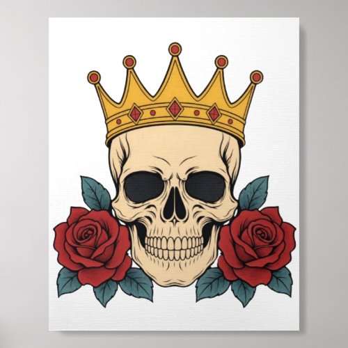 Gothic Skull Crown with Red Roses – Dark Biker Foam Core Photo Tile