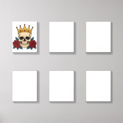 Gothic Skull Crown with Red Roses – Dark Biker Foam Core Photo Tile