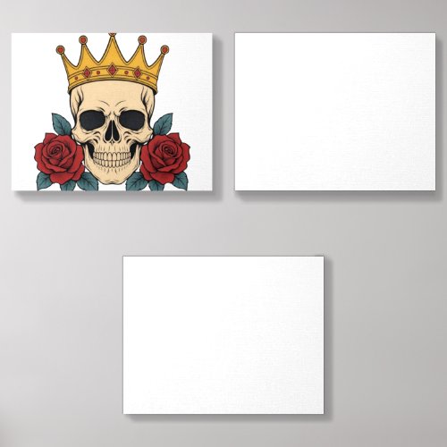 Gothic Skull Crown with Red Roses – Dark Biker Foam Core Photo Tile