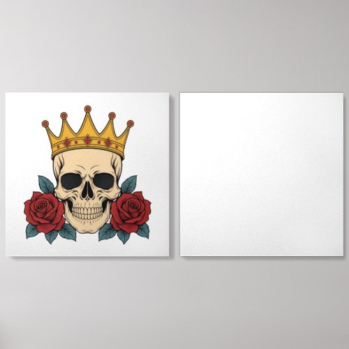 Gothic Skull Crown with Red Roses – Dark Biker Foam Core Photo Tile