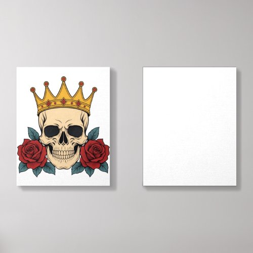 Gothic Skull Crown with Red Roses – Dark Biker Foam Core Photo Tile